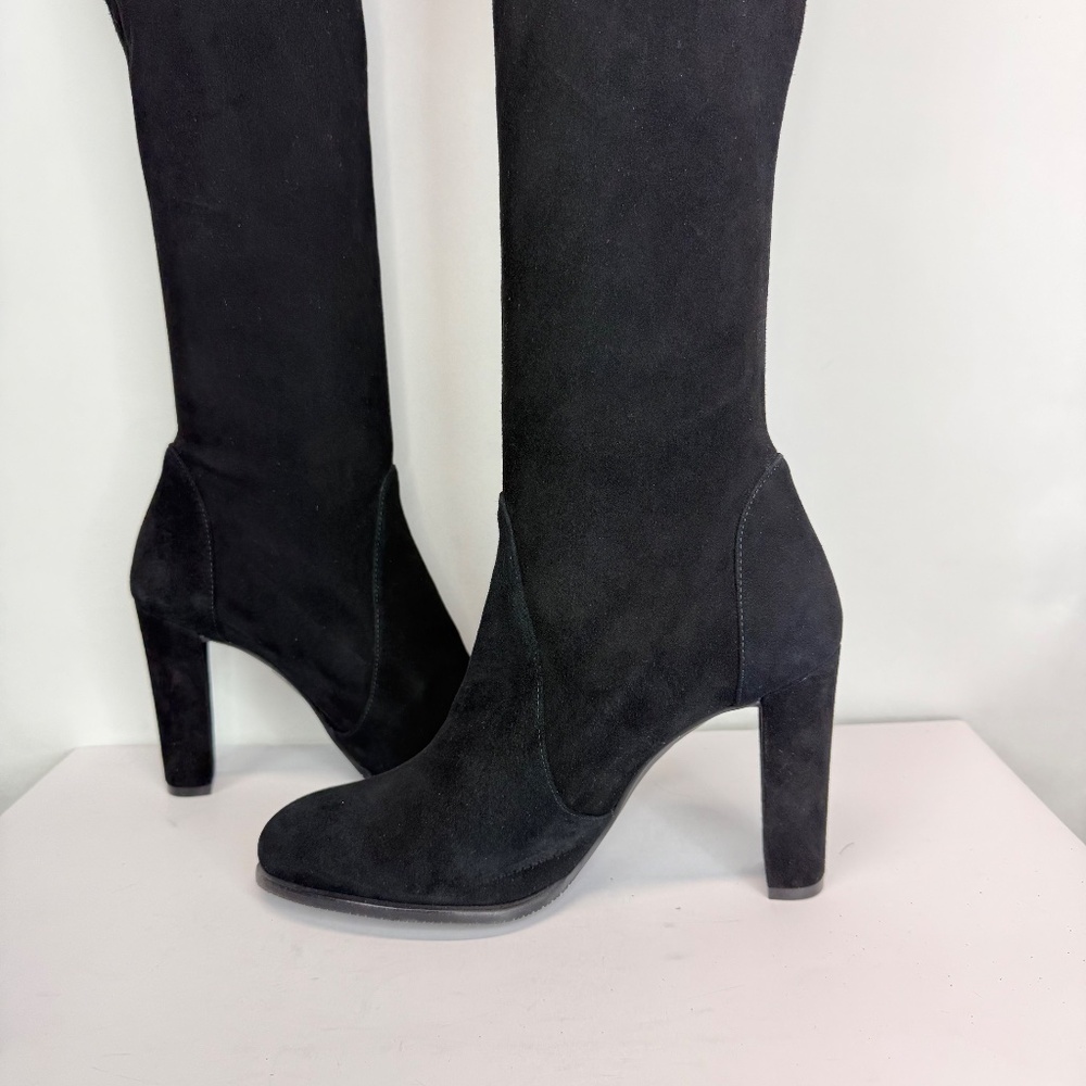 New Stuart Weitzman Highland Over The Knee Boot Black Suede Sz 9 - Picture 14 of 16